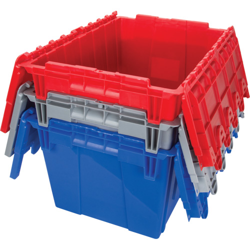Contenant de distribution en plastique avec dessus basculant, 21,65" x 15,5" x 12,5", Gris NRZ Safety Inc.