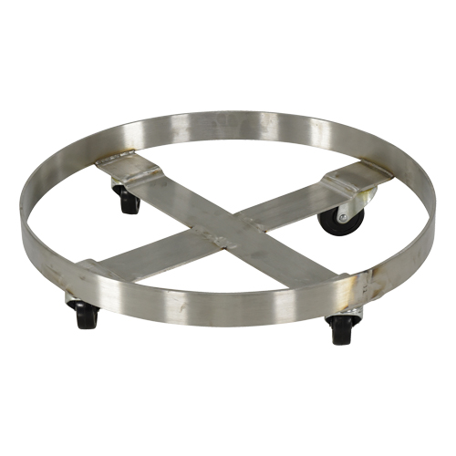 Drum Dollies, Stainless Steel, 800 lbs. Capacity, 23-1/4" Diameter, Rubber Casters NRZ Safety Inc.