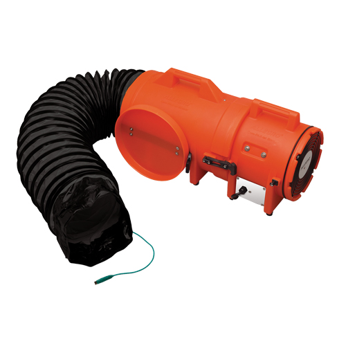 ALLEGRO INDUSTRIES 8" Plastic COM-PAX-IAL Blowers, 1/3 HP, 900 CFM, Explosion Proof NRZ Safety Inc.