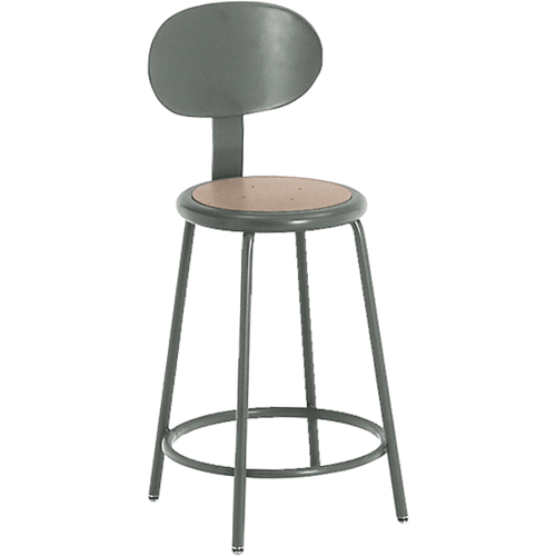 500 Series Stool with Back, Stationary, Fixed, 24", Steel/Masonite Seat, Grey NRZ Safety Inc.