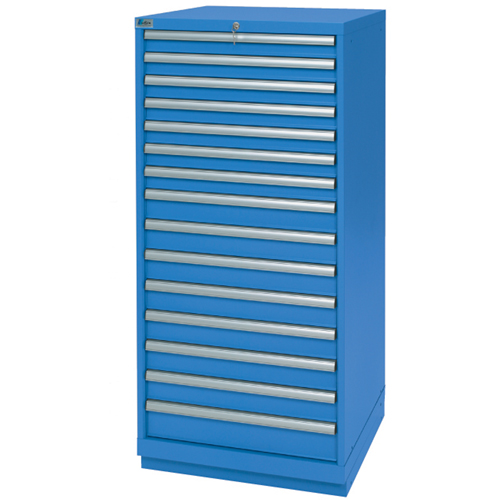 Drawer Cabinets, 15 Drawers, 28-1/4" W x 28-1/2" D x 59-1/2" H, Bright blue NRZ Safety Inc.