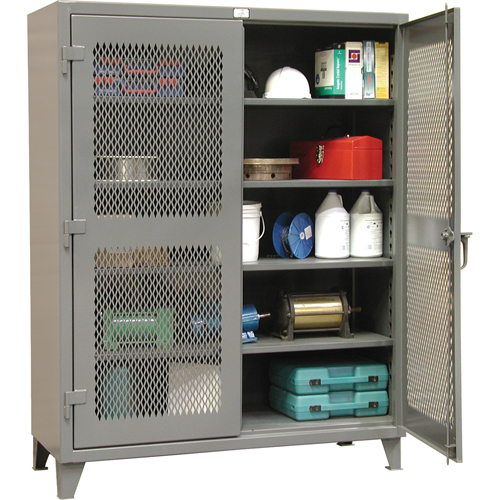 Heavy-Duty Ventilated Storage Cabinets, 4 Shelves, 72" H x 48" W x 24" D, Steel, Grey NRZ Safety Inc.