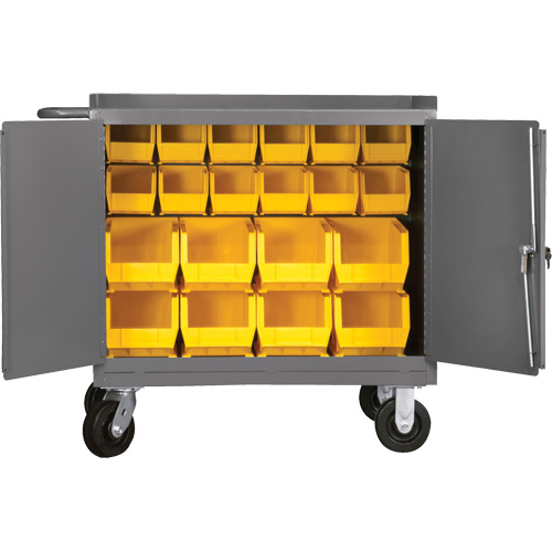 Mobile Workbench Cabinet with Bins, Steel Surface NRZ Safety Inc.