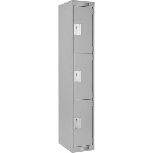 Casiers Clean Line, 3 niveaux, 12" x 18" x 72", Acier, Gris, Rivet (assembl&eacute;) NRZ Safety Inc.