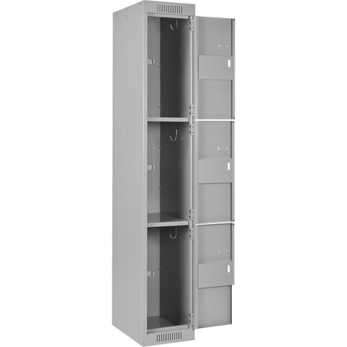 Clean Line Lockers, 3 -tier, Bank of 3, 36" x 18" x 72", Steel, Grey, Rivet (Assembled) NRZ Safety Inc.