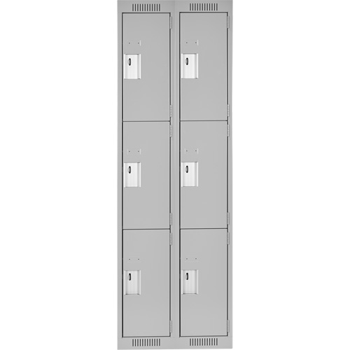 Clean Line Lockers, 3 -tier, Bank of 2, 24" x 18" x 72", Steel, Grey, Rivet (Assembled) NRZ Safety Inc.