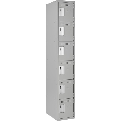 Clean Line Lockerettes, 6 -tier, 12" x 18" x 72", Steel, Grey, Rivet (Assembled) NRZ Safety Inc.