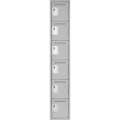 Clean Line Lockerettes, 6 -tier, 12" x 18" x 72", Steel, Grey, Rivet (Assembled) NRZ Safety Inc.