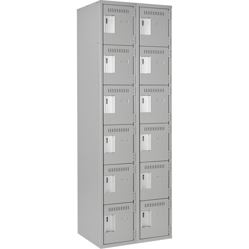 Clean Line Lockerettes, 6 -tier, Bank of 2, 24" x 18" x 72", Steel, Grey, Rivet (Assembled) NRZ Safety Inc.