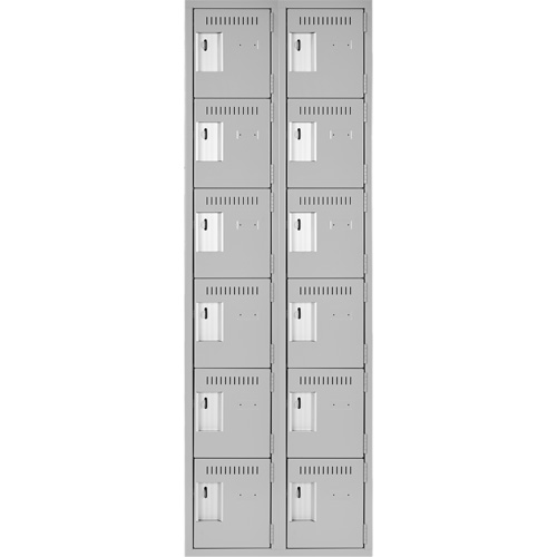 Clean Line Lockerettes, 6 -tier, Bank of 2, 24" x 18" x 72", Steel, Grey, Rivet (Assembled) NRZ Safety Inc.