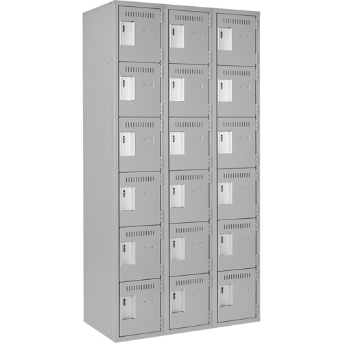 Clean Line Lockerettes, 6 -tier, Bank of 3, 36" x 18" x 72", Steel, Grey, Rivet (Assembled) NRZ Safety Inc.