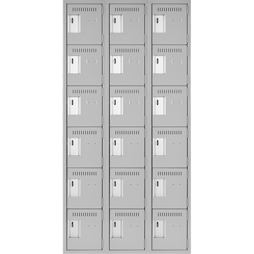 Clean Line Lockerettes, 6 -tier, Bank of 3, 36" x 18" x 72", Steel, Grey, Rivet (Assembled) NRZ Safety Inc.