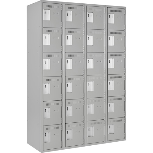 Clean Line Lockerettes, 6 -tier, Bank of 4, 48" x 18" x 72", Steel, Grey, Rivet (Assembled) NRZ Safety Inc.