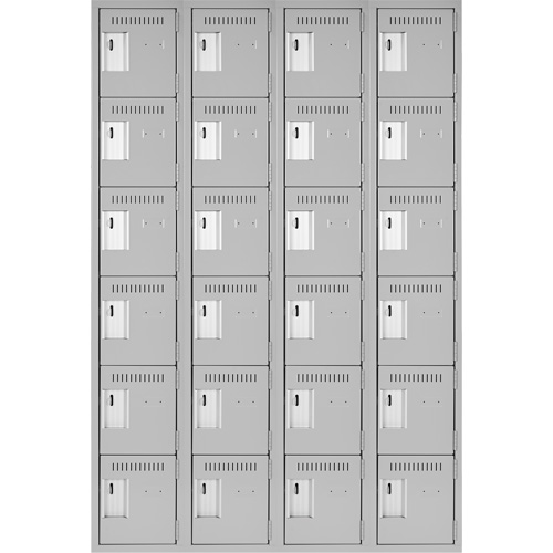 Clean Line Lockerettes, 6 -tier, Bank of 4, 48" x 18" x 72", Steel, Grey, Rivet (Assembled) NRZ Safety Inc.