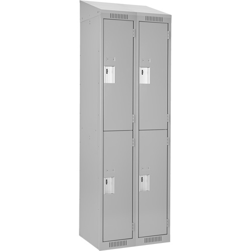 Clean Line Lockers, 2 -tier, Bank of 2, 24" x 18" x 78", Steel, Grey, Rivet (Assembled) NRZ Safety Inc.