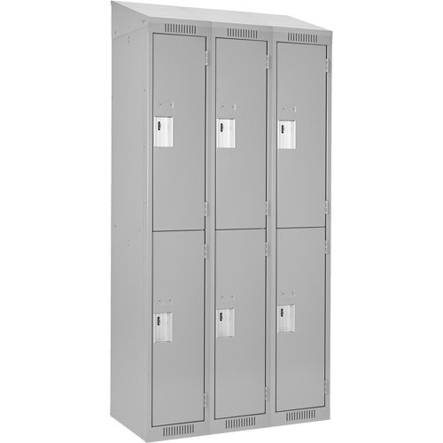 Clean Line Lockers, 2 -tier, Bank of 3, 36" x 18" x 78", Steel, Grey, Rivet (Assembled) NRZ Safety Inc.