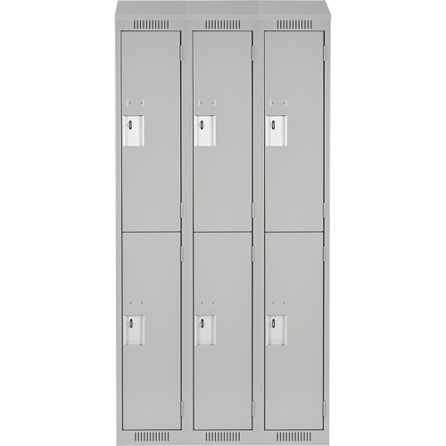 Clean Line Lockers, 2 -tier, Bank of 3, 36" x 18" x 78", Steel, Grey, Rivet (Assembled) NRZ Safety Inc.