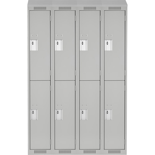 Clean Line Lockers, 2 -tier, Bank of 4, 48" x 18" x 78", Steel, Grey, Rivet (Assembled) NRZ Safety Inc.