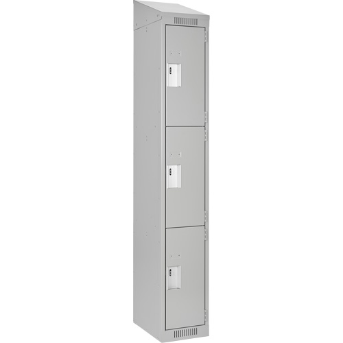 Clean Line Lockers, 3 -tier, 12" x 18" x 78", Steel, Grey, Rivet (Assembled) NRZ Safety Inc.