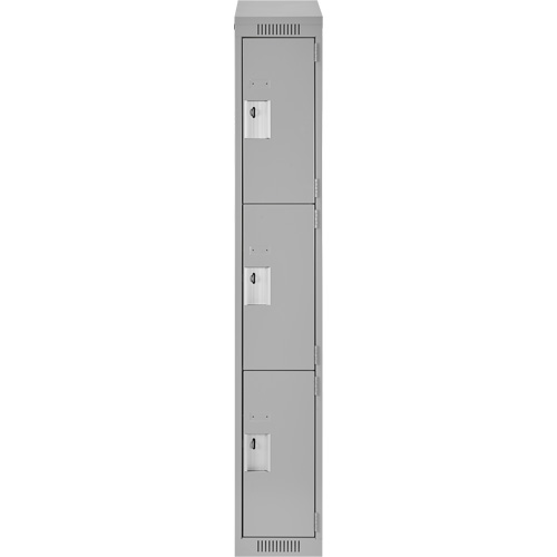 Clean Line Lockers, 3 -tier, 12" x 18" x 78", Steel, Grey, Rivet (Assembled) NRZ Safety Inc.
