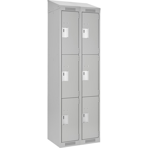 Clean Line Lockers, 3 -tier, Bank of 2, 24" x 18" x 78", Steel, Grey, Rivet (Assembled) NRZ Safety Inc.
