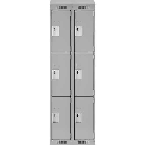 Clean Line Lockers, 3 -tier, Bank of 2, 24" x 18" x 78", Steel, Grey, Rivet (Assembled) NRZ Safety Inc.