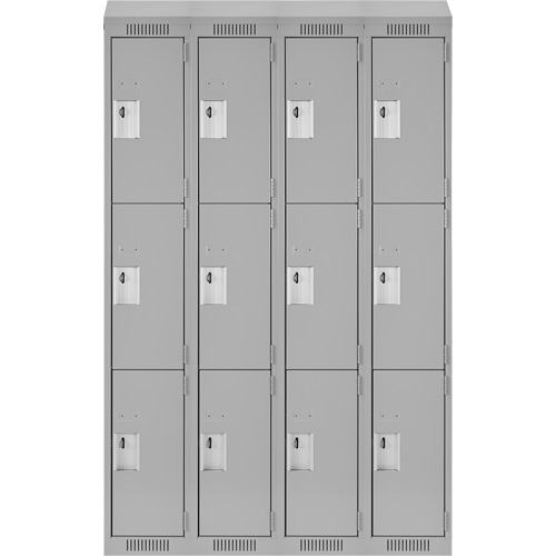 Clean Line Lockers, 3 -tier, Bank of 4, 48" x 18" x 78", Steel, Grey, Rivet (Assembled) NRZ Safety Inc.