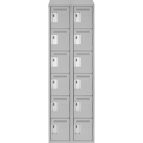 Clean Line Lockerette , 6 -tier, Bank of 2, 24" x 18" x 78", Steel, Grey, Rivet (Assembled) NRZ Safety Inc.
