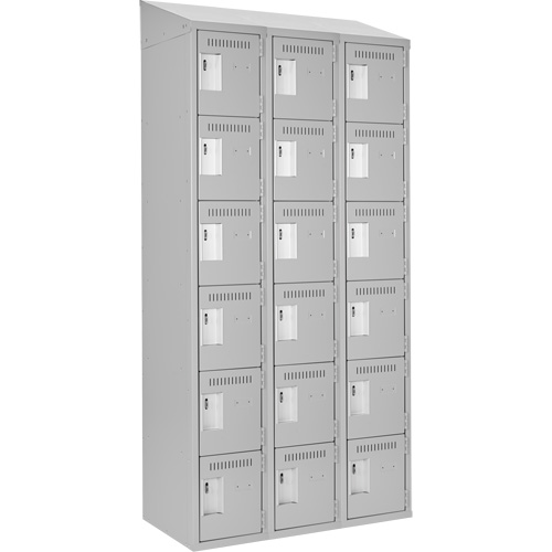 Clean Line Lockerette , 6 -tier, Bank of 3, 36" x 18" x 78", Steel, Grey, Rivet (Assembled) NRZ Safety Inc.