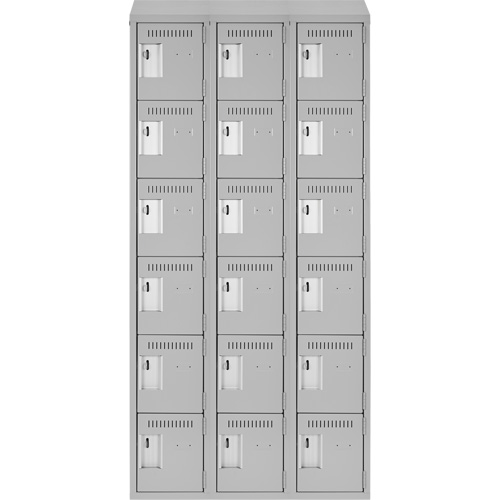 Clean Line Lockerette , 6 -tier, Bank of 3, 36" x 18" x 78", Steel, Grey, Rivet (Assembled) NRZ Safety Inc.