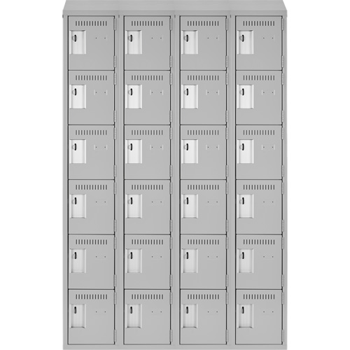 Clean Line Lockerette , 6 -tier, Bank of 4, 48" x 18" x 78", Steel, Grey, Rivet (Assembled) NRZ Safety Inc.