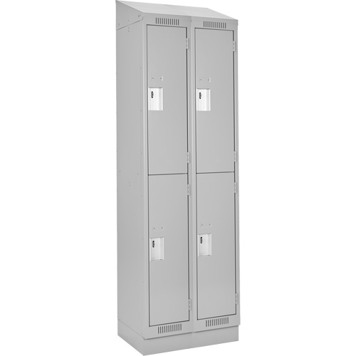 Clean Line Lockers, 2 -tier, Bank of 2, 24" x 18" x 82", Steel, Grey, Rivet (Assembled) NRZ Safety Inc.