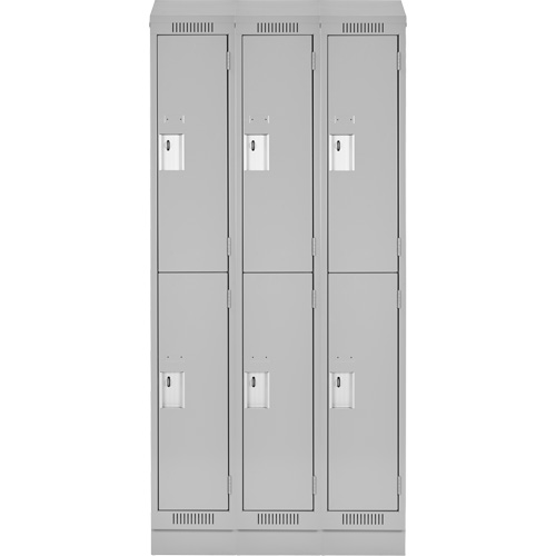 Clean Line Lockers, 2 -tier, Bank of 3, 36" x 18" x 82", Steel, Grey, Rivet (Assembled) NRZ Safety Inc.