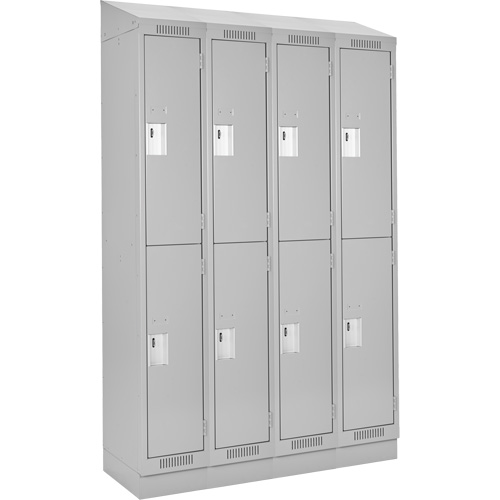 Clean Line Lockers, 2 -tier, Bank of 4, 48" x 18" x 82", Steel, Grey, Rivet (Assembled) NRZ Safety Inc.