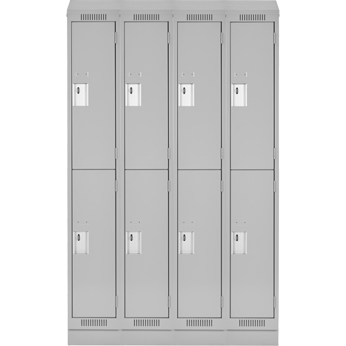 Clean Line Lockers, 2 -tier, Bank of 4, 48" x 18" x 82", Steel, Grey, Rivet (Assembled) NRZ Safety Inc.