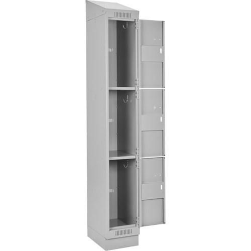 Clean Line Lockers, 3 -tier, Bank of 3, 36" x 18" x 82", Steel, Grey, Rivet (Assembled) NRZ Safety Inc.