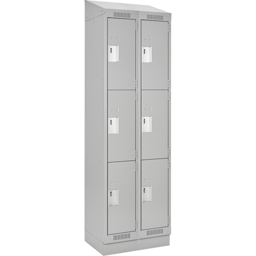 Clean Line Lockers, 3 -tier, Bank of 2, 24" x 18" x 82", Steel, Grey, Rivet (Assembled) NRZ Safety Inc.