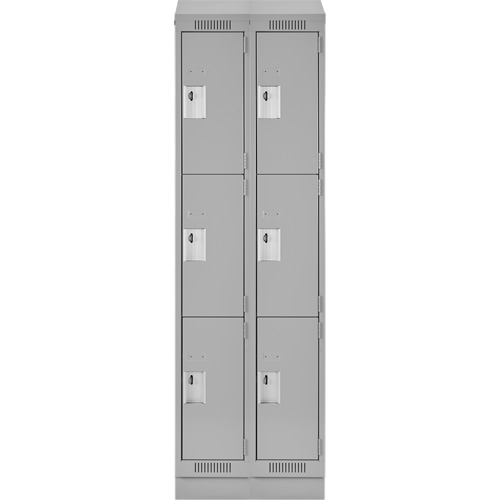 Clean Line Lockers, 3 -tier, Bank of 2, 24" x 18" x 82", Steel, Grey, Rivet (Assembled) NRZ Safety Inc.