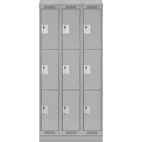 Clean Line Lockers, 3 -tier, Bank of 3, 36" x 18" x 82", Steel, Grey, Rivet (Assembled) NRZ Safety Inc.