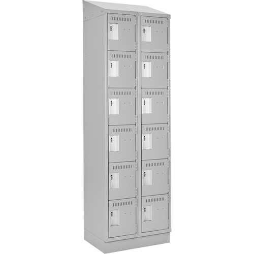 Clean Line Lockerette, 6 -tier, Bank of 2, 24" x 18" x 82", Steel, Grey, Rivet (Assembled) NRZ Safety Inc.