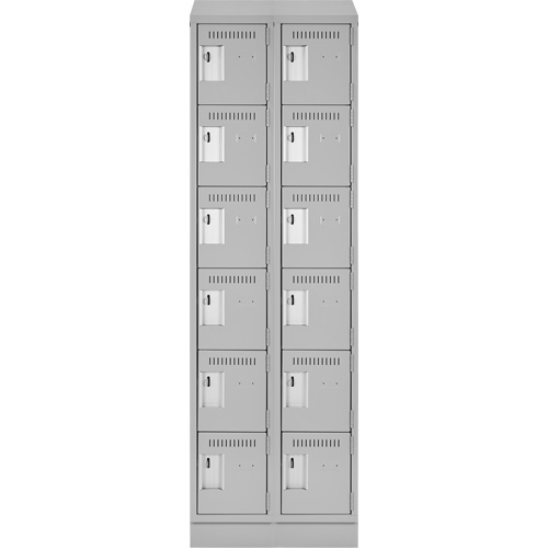 Clean Line Lockerette, 6 -tier, Bank of 2, 24" x 18" x 82", Steel, Grey, Rivet (Assembled) NRZ Safety Inc.