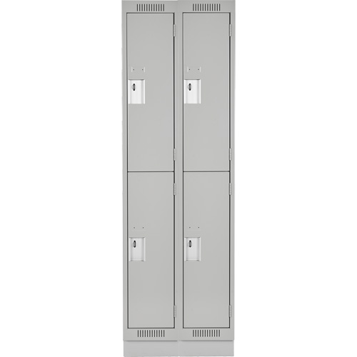 Clean Line Lockers, 2 -tier, Bank of 2, 24" x 18" x 76", Steel, Grey, Rivet (Assembled) NRZ Safety Inc.