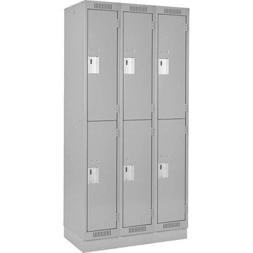 Clean Line Lockers, 2 -tier, Bank of 3, 36" x 18" x 76", Steel, Grey, Rivet (Assembled) NRZ Safety Inc.