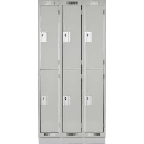 Clean Line Lockers, 2 -tier, Bank of 3, 36" x 18" x 76", Steel, Grey, Rivet (Assembled) NRZ Safety Inc.