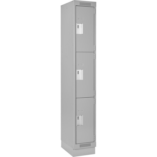 Clean Line Lockers, 3 -tier, 12" x 18" x 76", Steel, Grey, Rivet (Assembled) NRZ Safety Inc.