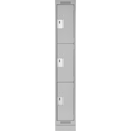 Clean Line Lockers, 3 -tier, 12" x 18" x 76", Steel, Grey, Rivet (Assembled) NRZ Safety Inc.