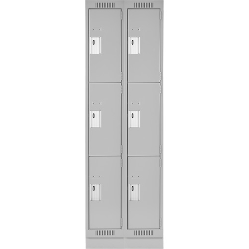 Clean Line Lockers, 3 -tier, Bank of 2, 24" x 18" x 76", Steel, Grey, Rivet (Assembled) NRZ Safety Inc.