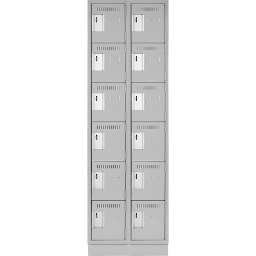 Clean Line Lockerette, 6 -tier, Bank of 2, 24" x 18" x 76", Steel, Grey, Rivet (Assembled) NRZ Safety Inc.