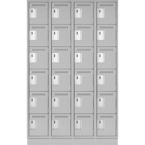 Clean Line Lockerette, 6 -tier, Bank of 4, 48" x 18" x 76", Steel, Grey, Rivet (Assembled) NRZ Safety Inc.