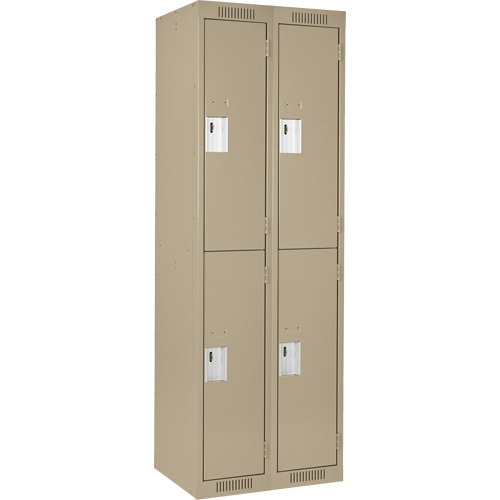 Clean Line Lockers, 2 -tier, Bank of 2, 24" x 18" x 72", Steel, Beige, Rivet (Assembled) NRZ Safety Inc.